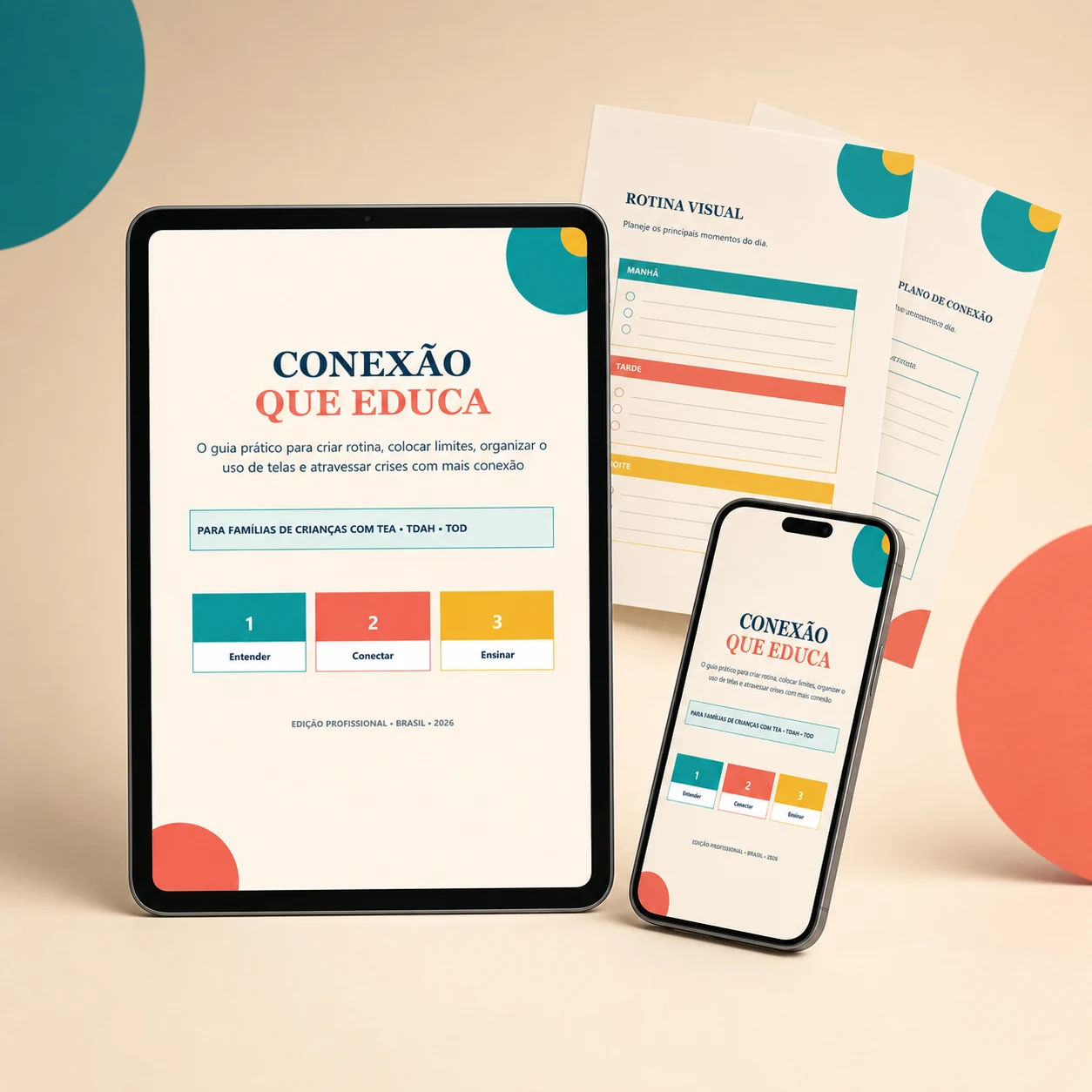 E-book Conexão que Educa exibido em tablet e celular